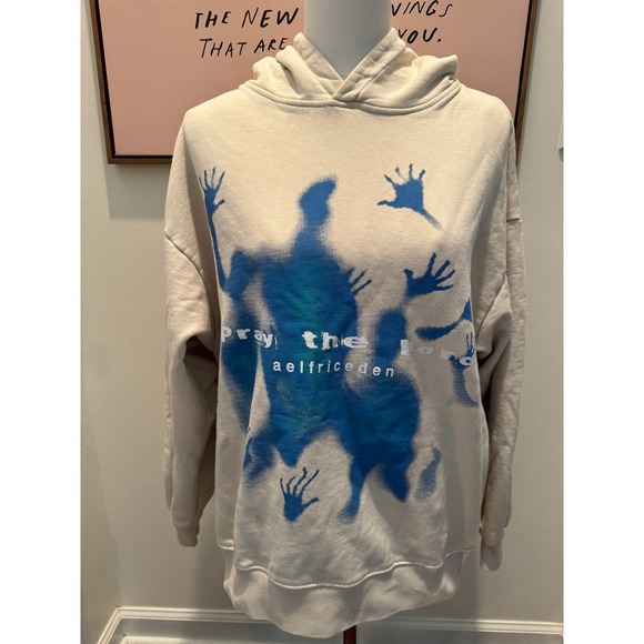 Aelfric Eden Tops - Aelfric Eden Graphic Hoodie Pray the Lord Blue Shadow‎ Print Oversized Size S